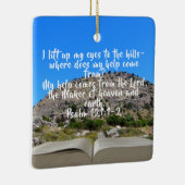 写真と詩の前で聖書を開カスタムくセラ セラミックオーナメント (右)