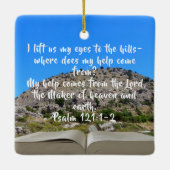 写真と詩の前で聖書を開カスタムくセラ セラミックオーナメント (裏面)