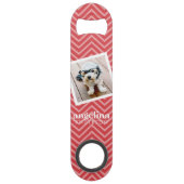 写真と赤いシェブロン模様名前をカスタムする スピード栓抜き (正面)