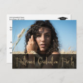 写真と金ゴールドグリッター延期された卒業式パーティー ポストカード (正面/裏面)