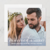 写真と青結婚したのメリー新グラデーション規 シーズンカード (正面/裏面)