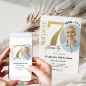 写真と驚きの70番目の金ゴールド誕生日招待状 招待状