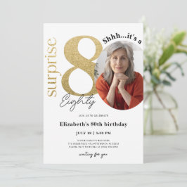 写真と驚きの80番目の金ゴールド誕生日招待状 招待状