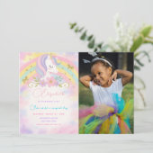 写真と魔法のユニコーン誕生日招待状 招待状 (スタンド正面)