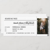 写真と黒と白の目的地の結婚式 招待状 (正面/裏面)