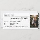 写真と黒と白の目的地の結婚式 招待状 (正面)