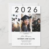 写真と黒のタイポグラフィ卒業パーティー 招待状 (正面)