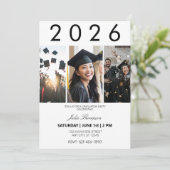 写真と黒のタイポグラフィ卒業パーティー 招待状 (スタンド正面)