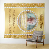 写真と100パーソナライズされた誕生日の背景 タペストリー (インサイチュ(横))