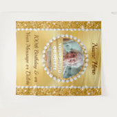 写真と100パーソナライズされた誕生日の背景 タペストリー (正面(横))