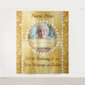 写真と100パーソナライズされた誕生日の背景 タペストリー (正面)