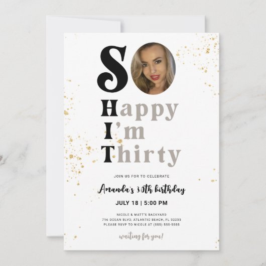 写真と30歳の誕生日招待状 招待状 (正面)
