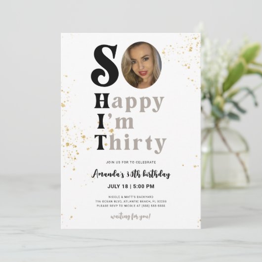 写真と30歳の誕生日招待状 招待状 (スタンド正面)