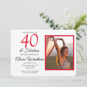 写真と40歳の誕生日の招待状 招待状 (スタンド正面)