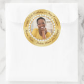 写真と50パーソナライズされた番目の誕生日シール ラウンドシール (バッグ)