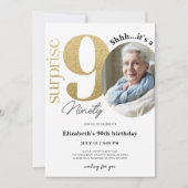 写真と90番目の金ゴールド誕生日招待状 招待状 (正面)