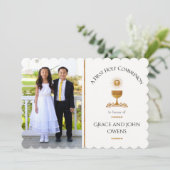 写真とChalis First Communion招待状- Twin 招待状 (スタンド正面)