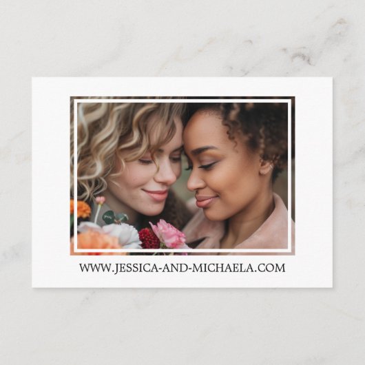 写真とLGBTQ+ギフトのレインボーブバードに注 エンクロージャーカード (裏面)