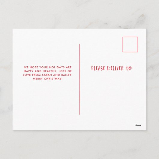 写真とMeowyクリスマス |猫のおもしろいクリスマス シーズンポストカード (裏面)