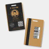 写真とQRコード付きの企業IDバッジ バッジ (正面＆裏面)