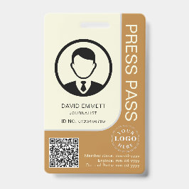 写真とQRコード付きプレスIDカード セーフアクセス バッジ