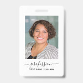 写真とQRコード付きミニマリストのビジネスID バッジ (正面)