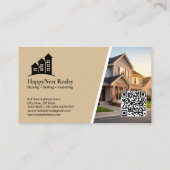 写真とQRコード付きモダン不動産 名刺 (裏面)