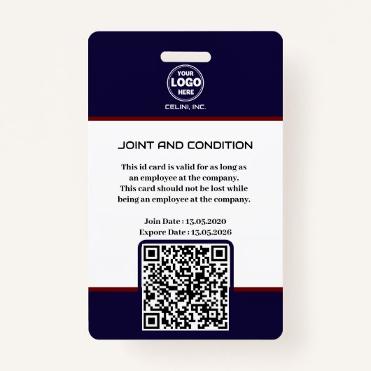 写真とQRコード付き黒のセキュリティIDバッジ バッジ (裏面)