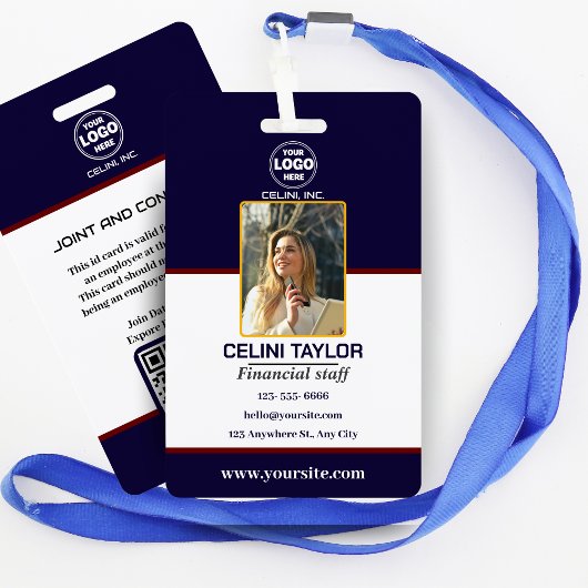 写真とQRコード付き黒のセキュリティIDバッジ バッジ