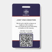 写真とQRコード付き黒のセキュリティIDバッジ バッジ (裏面)