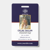 写真とQRコード付き黒のセキュリティIDバッジ バッジ (正面)