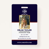 写真とQRコード付き黒のセキュリティIDバッジ バッジ (正面)