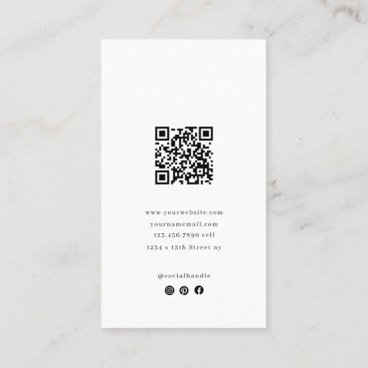 写真とQR付きミニマル縦型名刺 名刺 (裏面)