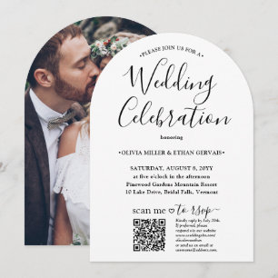 写真とQR RSVPシンプルス結婚・お祝い 招待状