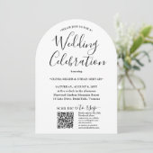 写真とQR RSVPシンプルス結婚・お祝い 招待状 (スタンド正面)