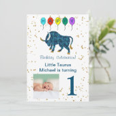 写真とTaurus誕生日と金ゴールド&バルーン 招待状 (スタンド正面)