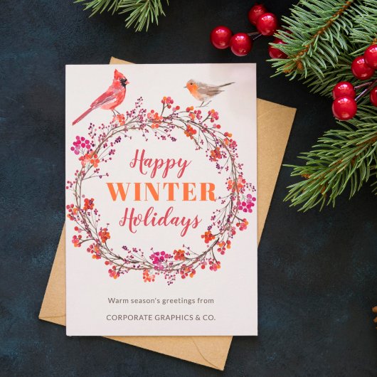 写真なしのクリスマスリース・エレガント・グリーティング シーズンカード