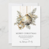 写真なしの水彩ゴールドの宝玉クリスマス シーズンカード (正面)