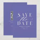 写真なし日付パープルラベンダーQRコードを保存 セーブザデート (正面/裏面)