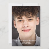 写真による卒業式のドライブミニマルモダンパーティー 招待状 (裏面)