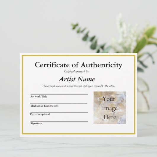 写真による美術の真正性証明書 招待状 (スタンド正面)