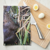 写真に接吻しているビーバー キッチンタオル (四つ折り)
