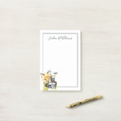 写真に|を取っているかわいい水彩画のキツネは名前を加えます ポストイット (デスク上)