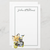 写真に|を取っているかわいい水彩画のキツネは名前を加えます 便箋 (正面/裏面)