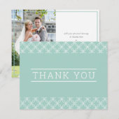 写真のありがとう　シンプル モダン タイプ パステル ミント サンキューカード (正面/裏面)