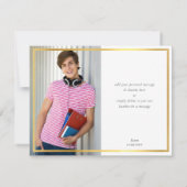 写真のありがとう モダン ネイビー ゴールドの筆記体 サンキューカード (裏面)