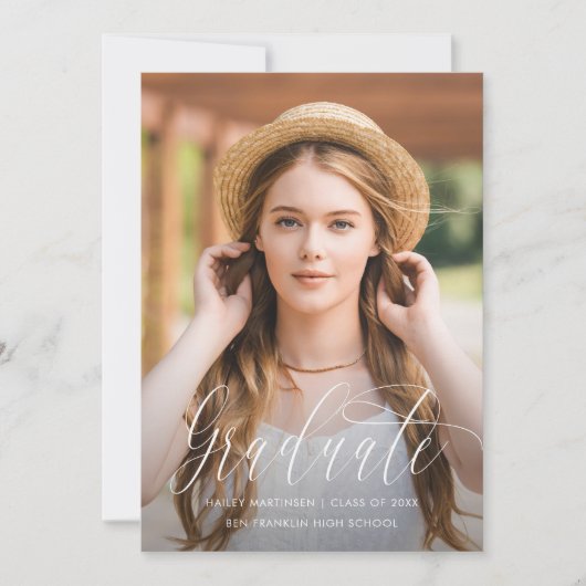 写真のかわいらし卒業発表のスクリプト 案内状 (正面)