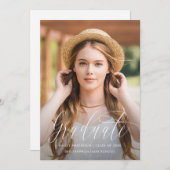 写真のかわいらし卒業発表のスクリプト 案内状 (正面/裏面)