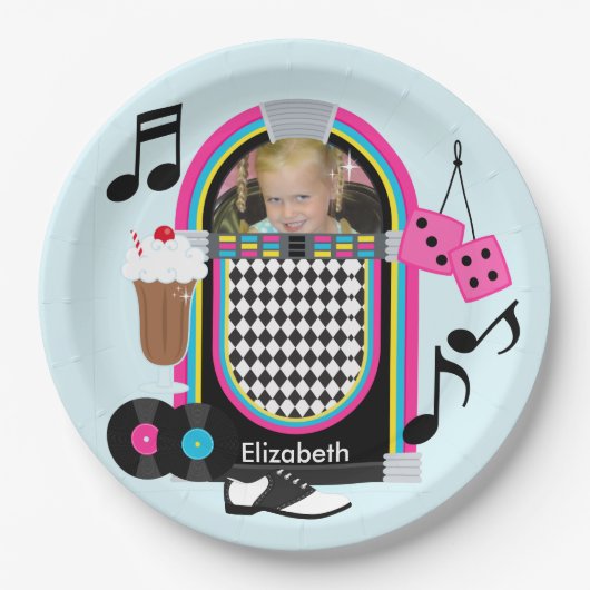 写真のすばらしい50sハッピーバースデーの紙皿 ペーパープレート (正面)