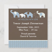 写真のない青い象のベビーAnnoucement 案内状 (正面)